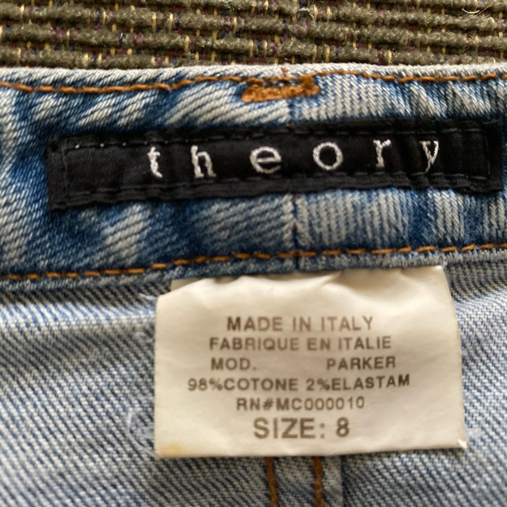 Theory mini jean skirt